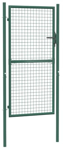 Zauntor Stahl grün 100x175 cm Gartentor mit pulverbeschichtetem Material, verstellbar 99-105 cm Breite, abschließbar mit 3 Schlüsseln, robust für Garten und Außenbereich