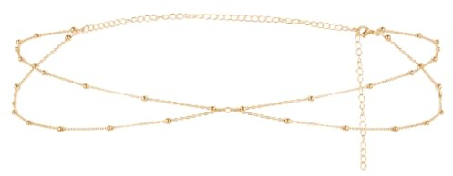 RAHHLIZS Thinp Gold Waist Chain, Double Layer Belly Chain with Satellite Beads Adjustable Waist Chains for Women Waterproof Belly Necklace for Summer Beach Jewelry Gifts for Women