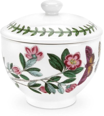 Portmeirion x Botanic Garden Covered Sugar Bowl - Floral Design Sugar Pot, Durable Earthenware, Dishwasher, Microwave & Freezer Safe, Suitable for Everyday Use