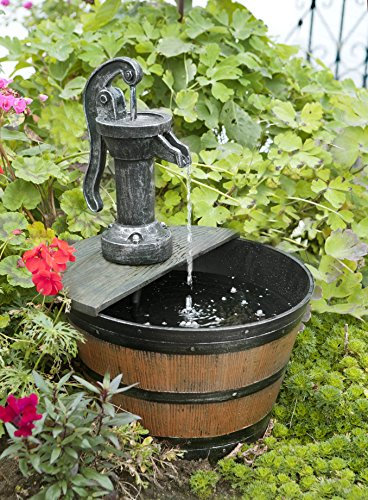 Primrose 54cm Solar Powered Tap and Half Barrel Garden Water Feature Self Contained