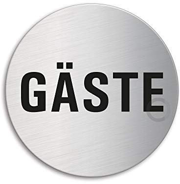 Schild Gäste Ø 75 mm Türschild aus Edelstahl fein-matt gebürstet selbstklebend 39178