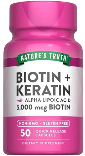 Nature's Truth Biotin 5000 mcg | 50 Capsules | with Keratin and Alpha Lipoic Acid | Non-GMO & Gluten Free Supplement