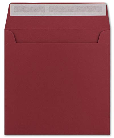 50 Quadratische Brief-Umschläge Dunkel-Rot - 15,5 x 15,5 cm - 120 g/m² Haftklebung stabile Kuverts ohne Fenster - von Ihrem Glüxx-Agent