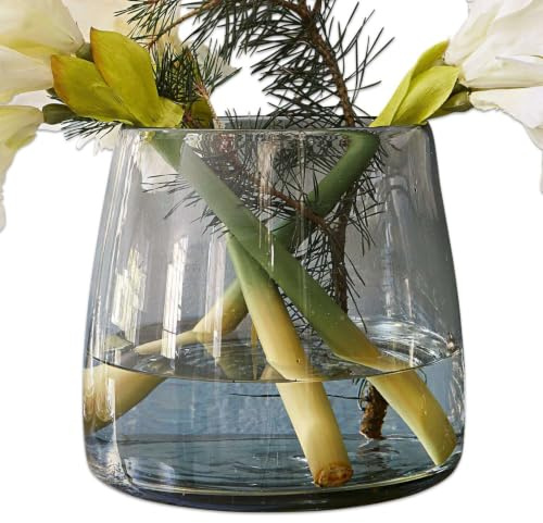 Loberon Vase Inga, klar | Blumen & Zweige - Deko Wohnzimmer - Aus Mundgeblasenem Glas - ø 23 cm