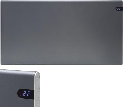Adax Neo Electric Panel Heater/Convector Radiator With Timer, Thermostat, Modern, Slimline, Wall Mounted, Lava Grey, 800W