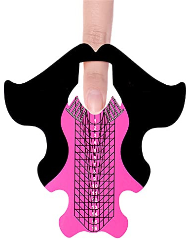 Tvoip 100Pcs/Pack Nail Forms Extension Tips Guide Extension French DIY Tool Fish Acrylic UV Gel Nail Art Tools Builder Sticker Sculpting (Pink)