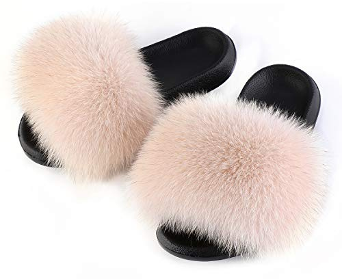 FOLOBE Tofflor i fuskpäls för kvinnor, öppen tå, flickor, fluffiga tofflor, utomhus, Sp03 E, 38/39 EU