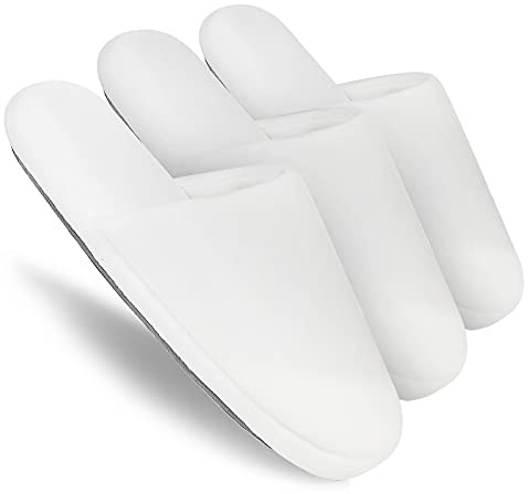 Tlizzz7 3-Pair Luxury Spa Slippers - Cotton Memory Foam Non-slip Closed Toe Washable Slippers for Hotel,Guest,Travel,Bride,Women and Men