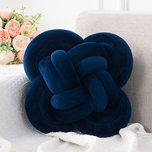 Xiashrk Knot Pillow, Decorative Throw Pillows with Soft Plush for Couch, 12 Knotted Pillows Navy Blue Dorm Room Decor Knot Pillow Ball Decorative Cushion for Bed Living Room