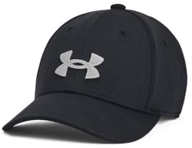 Under Armour Boys Blitzing Cap Stretch Fit, (002) Black / / Mod Gray, Medium/Large