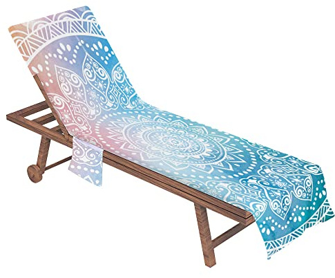 FANSU Sun Lounger Towels with Pockets, 3D mandala Print Beach Towel Chair Cover Sunbed Lounger Cover for Beach Garden Vacation Outdoor Indoors (75x210cm,Gradient)