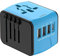 Universal Travel Adapter,JMFONE European Travel Plug Adapter High Speed 2.4A 4*USB, Type-C 3.0A Port & USA/EU/AU/UK AC Sockets Wall Charger for America,Europe,Italy,and More 200 Countries-Blue