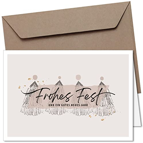 20x Weihnachtskarten & Umschläge, Motiv: Frohes Fest, Premium Klappkarten B6, privat & geschäftlich