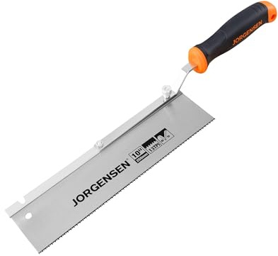 JORGENSEN 10 Dovetail Reversible Saw, Professional Cutting Jamb Saw, 13TPI Double Ground Teeth Flush Cut Saw Spring Loaded Design Cranked Soft Handle, Shorten Door Frame, Tile Installation and Prep