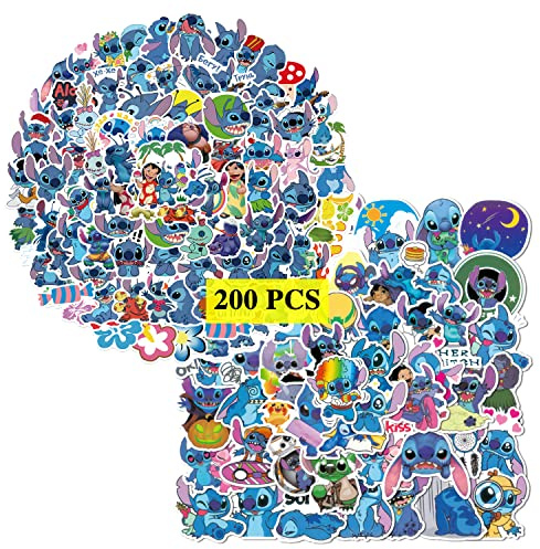 GTOTd Cute Cartoon Stickers (200 Pcs) Gifts Merch Blue Monster Party Supplies Vinyl Decor for Laptop Skateboard Guitar Luggage Water Bottle for Teens