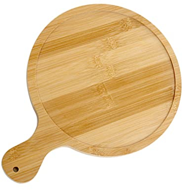 Plato redondo para servir pizza, bandeja de madera robusta para servir pizza para restaurante (6 pulgadas para pizzas de 5 pulgadas)