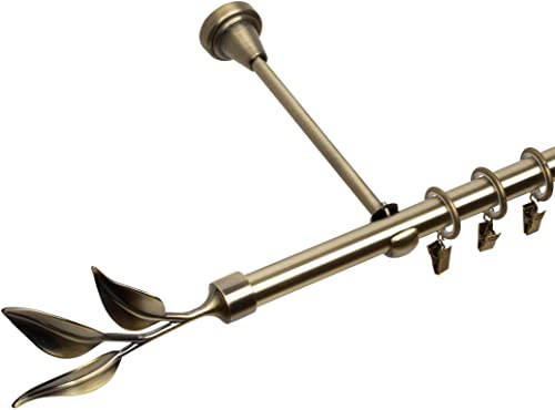 RENA Gardinenstange Vorhangstange - 19 mm - aus Metall - Lautlose Rollen - Komplettset - Antik Gold 120cm |Bawaro