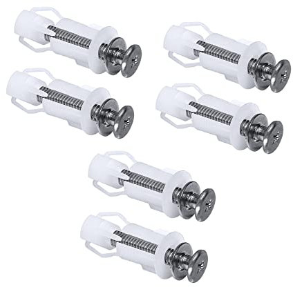 6 x WC-Sitzbeschläge und Befestigungen, WC-Deckel, Befestigungsscharniere, Schrauben, erweiterbare Nylon-Muttern für WC-Abdeckungen, Sackloch-Armatur, WC-Ersatz-Set