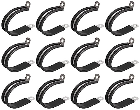 sourcing map 12 abrazaderas de cable de 42 mm de acero inoxidable 304 con aislamiento acolchado de goma en forma de R abrazadera de metal para tubo de alambre