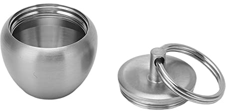 Lwuey Edelstahl Pillenbehälter Kleine, Mini Metall Pillendose Runde Medikamentenbox Schlüsselanhänger Wasserdichter Versiegelter Pillentank Einem Fach Tragbarer Persönlicher Tabletten Organizer
