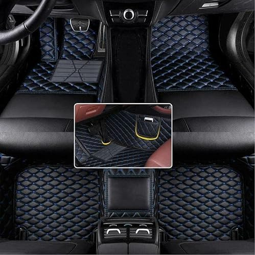 Nsgdda Nach Maß Auto Fußmatten Auto Matte Anpassbare 98% Auto Modell PU Leder voller bedeckter Schutz Advanced Performance Liners (Schwarz Blau)