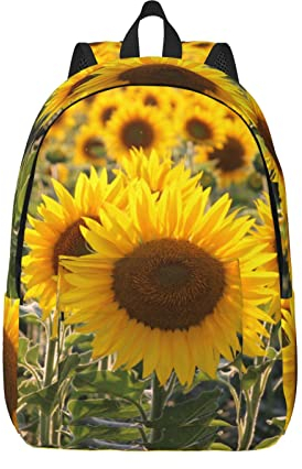 KoNsev Laptop-Rucksack, Reiserucksack, Arzttasche, Motiv: gelbe Sonnenblumen, Schwarz, stilvoll, leicht und funktional, Schwarz , M