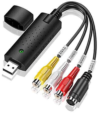 HDAKDDHG Audio Video Grabber USB 2.0, Plug & Play Audio Video Converter, Video Adapter for Editing, Hi8 VHS to DVD, Digitize for Mac and Windows 10 with Scart/AV Converter Adapter