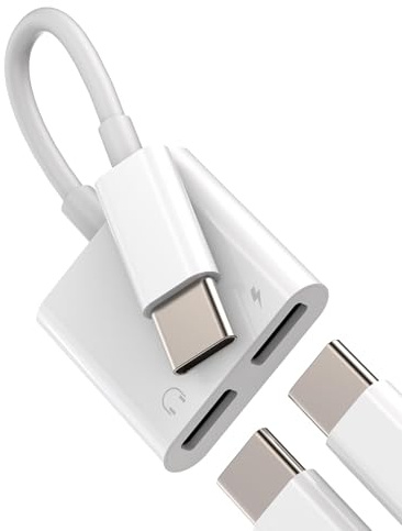 IPhone 15 Pro Max Plus iPad Type C auf Kopfhörer Adapter DAC USB C Doppelstecker Splitter(2in1)Audio Ladekabel Doppel Klinke Verteiler Aux Laden Kable Kompatibel für Sumsung Apple Huawei Xiaomi tp-BH