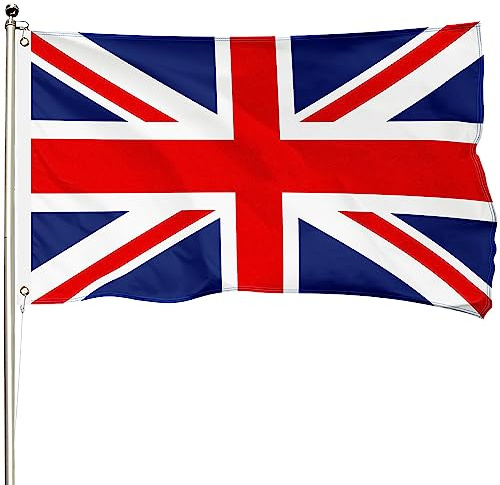 FSFLAG Bandiera della Gran Bretagna 9,6 x 1,5 m, bandiera Union Jack, poliestere rinforzato 400D con due occhielli in ottone, bandiere del Regno Unito per esterni artigianale resistenza allo