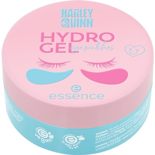 essence Harley Quinn HYDRO GEL eye patches 30 Pairs, Augenpflege, Pink, feuchtigkeitsspendend, pflegend, entspannend, erfrischend, vegan, ölfrei, ohne Parfüm, ohne Alkohol, 1er Pack (30pair)