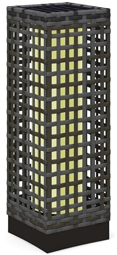 Outsunny Solcellslampor rotting med ljussensor, uppladdningsbar LED solcell IP44 vattentät, utomhu sollykta utomhu för trädgård balkong gård, 15,5 x 15,5 x 46 cm, grå