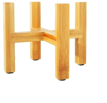 Zoegneer Macetero de cuatro patas Soporte de macetero de madera duradero para plantas de pie de cuatro patas para interiores y exteriores (L)
