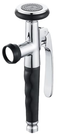 BAOCHADA G 1/2 Gastro Handbrause Profi Pendelbrause, Messing Spülbrause Küchenarmatur Ersatzkopf mit ABS Griff, Geschirrbrause Edelstahl Ersatzbrause für die Küche Ziehen Wasserhahn, Schwarz+Silber