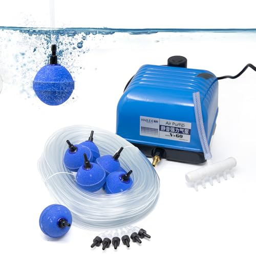 Pondlife Belüfter Komplett Set V-60 - Leistungsstark - Qualitativ - Luftverteiler - Belüftersteine - Schlauch inkl.