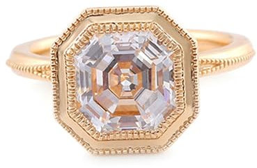 Epinki Echte Goldschmuck, Gelbgold 750 18K Ringe, Klassiker Eheringe mit Asscher Moissanit, Au750 Gold Partnerringe Freundschaftsringe Pärchen Ringe Gr.58 (18.5)