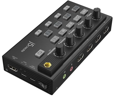 j5create All-in-One Live Streaming Station - Quad HDMI Capture, Audio Mixer, Video Switcher, Plug & Play, for Streaming, Video Conferencing, Teaching, Broadcasting (JVA08)