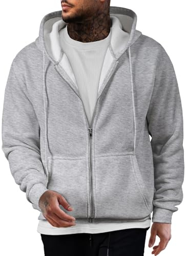 JMIERR Hoodie Herren Fleece Baumwolle Einfarbig Sweatjacke Warm | Sweatjacke Herren,Kapuzenpullover,Langarm,mit Taschen,ReiBverschluss, weichem Stoff, Freizeitjacke für Herbst und Winter
