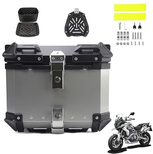 BLAFT Motorradkoffer Topcase für Honda NT1100 NT 1100, Wasserdicht Topcase Aluminium Motorrad Heckbox Reisen Motorradkoffer für Lagerung Helm Motorradkoffer,36L-Silver