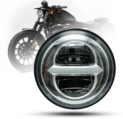 bamotoop 5,75 '' LED Motorrad Runder Scheinwerfer e-geprüft für Harley Davidson Dyna Street Bob Super Wide Glide Low Rider Night Rod Train Sportster Iron 883 Indian Scout Triumph (Silber)