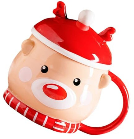 Cabilock 3 Pièces verre à eau wapiti mug personnalisé tasses à tasse à de dessin animé tasse de au lait le verres à eau Noël tasse d'eau de fête céramique Réutilisable