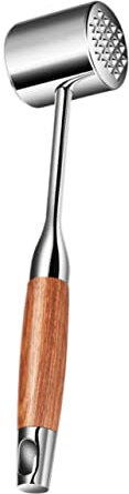 FUNOMOCYA Martello per Carne in Acciaio Inox Batticarne da Cucina Manico in Legno Antiscivolo Utensile per Bistecca E Frattaglie Portatile E Resistente