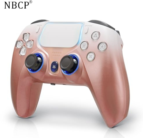NBCP-Game controller für PS4, kabellos, playstation 4 controller, Controlador Inalámbrico PS4, 1200 mAh Akku/Doppelmotoren/6-Achsen-Gyro/3,5 mm Audiobuchse/Hall Effekt-Sensor (Gold)