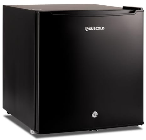 Subcold Eco50 Mini Fridge White | Table-Top Model | Counter-Top Fridge | Solid Door with Chiller Box | Lock & Key | Energy Efficient (45L, Black)