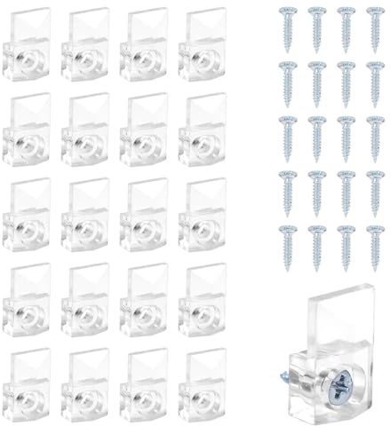 20pz Clip Supporto Specchio, Clip Specchio Plastica Alta Qualità Montaggio a Parete con 20pz Viti Ganci Specchio Clip Montaggio Specchio Kit Ferramenta per Montaggio Specchio Vetro Specchio