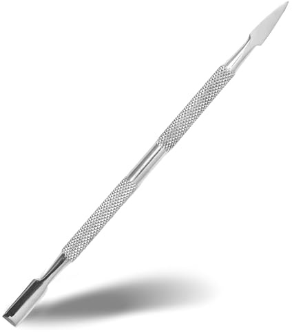 Jack Shaver Spingi cuticole e pulitore per unghie a cucchiaio, strumento professionale per manicure in acciaio inossidabile per unghie di mani e piedi, rimuovi cuticole e tagliacuticole a doppia