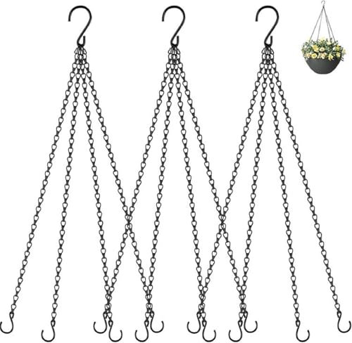 3 Stück Blumenampel Ketten Metallkette zum Aufhängen, Blumentopfkette Hängende Kette Pflanzenhänger Blumentopf Kette, Schwarz Hängende Korbkette Für Pflanzgefäße/ Vogelhäuschen/ Windspiele(Stil B)