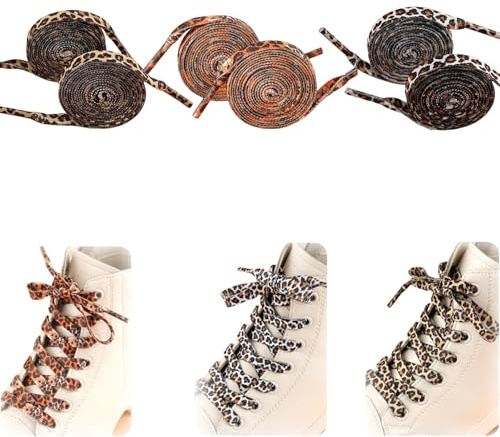 Vimmvid Lot de 3 paires de lacets - Motif léopard - Lacets léopard, lacets sneaker pour chaussures de sport, chaussures de course, baskets, chaussures de loisirs - 120 cm