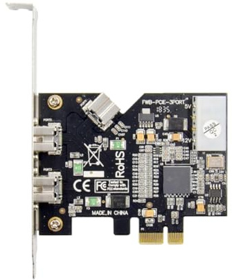 Pesfehhy Tarjeta Controladora PCI Express PCI-e X1 A 3 Puertos 1394B, Tarjeta Complementaria para Captura de Video de Cámara FireWire 800 IEEE 1394 B 2+1