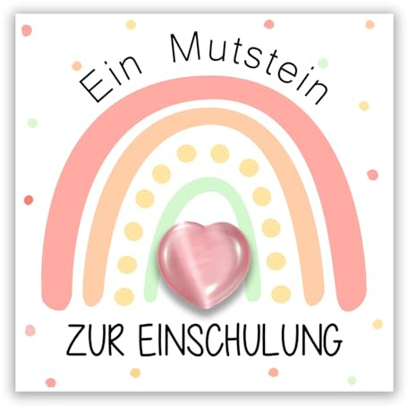 Mutstein für Kinder Einschulung - Schulkind 2026 Mädchen Geschenk Mutmacher | Glücksbringer Schulanfang Mutstein mit Karte Einschulung, Geschenke zur Einschulung Schultüte Mädchen Einschulungsgeschenk
