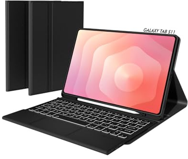 Doohoeek Keyboard Case for Samsung Galaxy Tab S11 2025 11 Inch, Bluetooth Wireless Backlit Detachable Type Folio with Multi-Touch Trackpad, Black